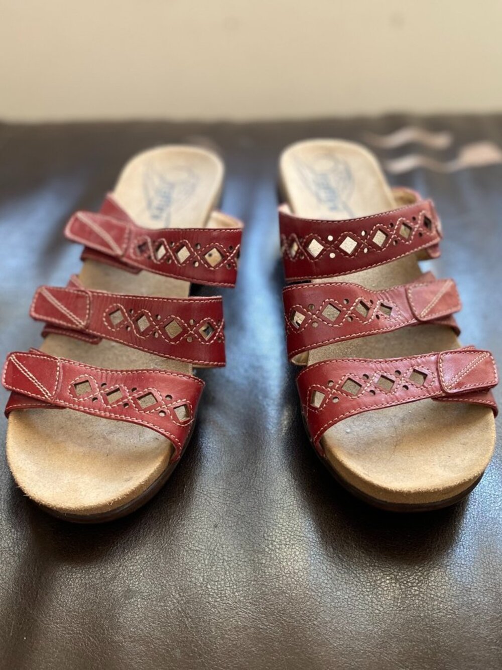 Raffini Penny red leather comfort sandals size 8